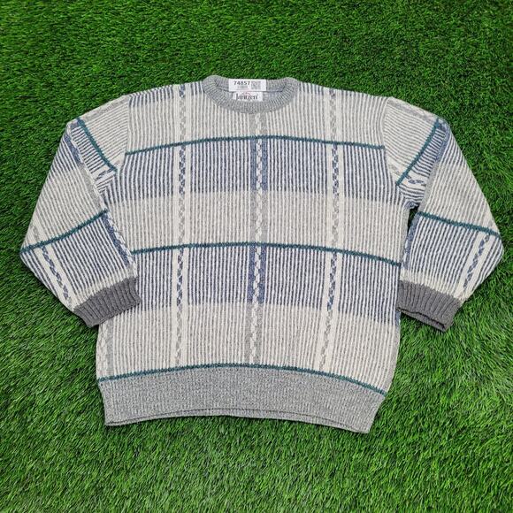 Vintage 90s Jantzen MOD Sweater Large 22x25 Gray - Picture 1 of 10